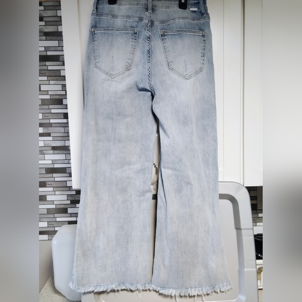 RISEN High-Rise Pants Wide Leg Cropped Frayed Hem Boyfriend Denim Jeans Sz- 7/28 - Picture 5 of 6